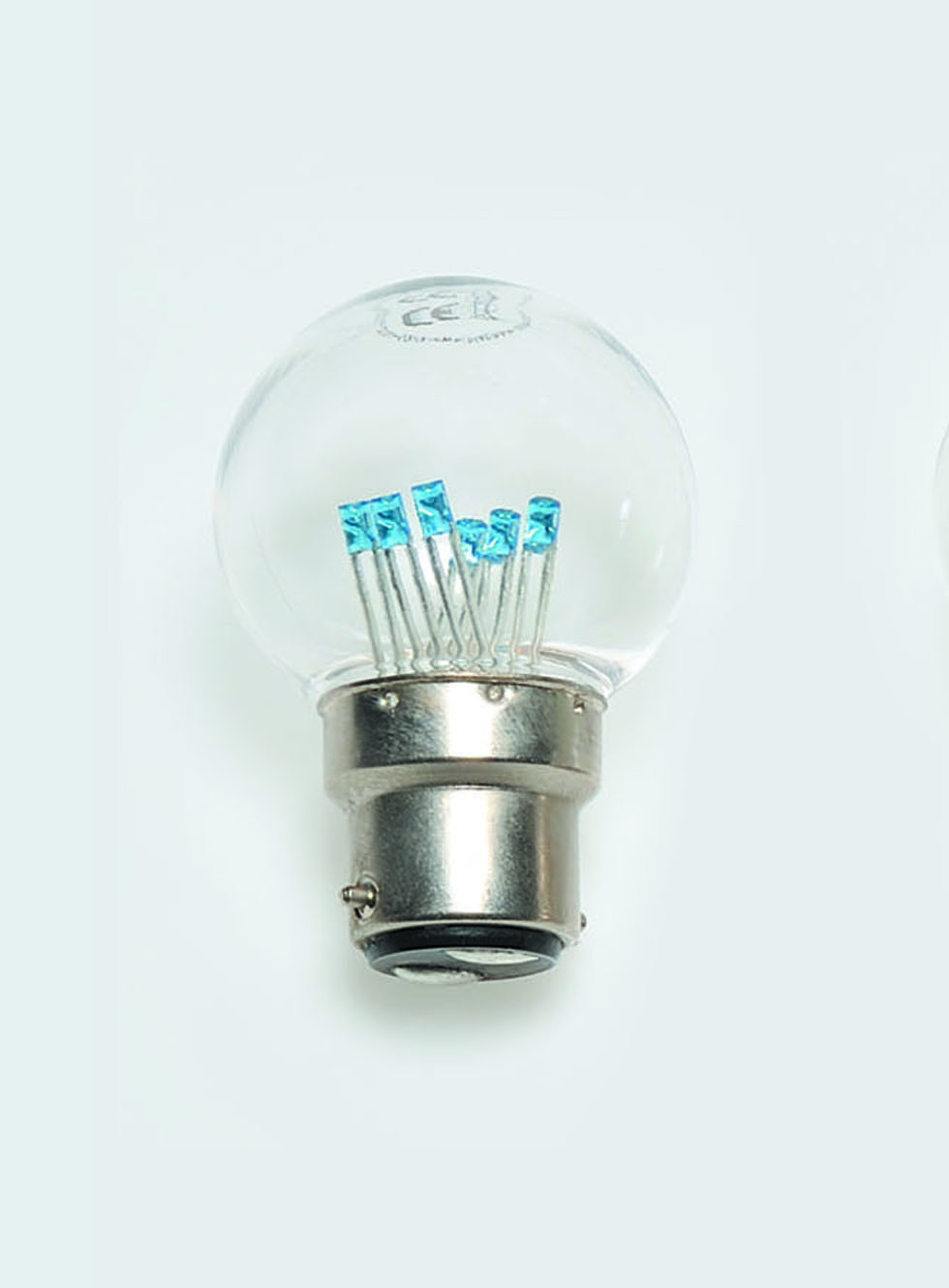 LED žárovka s objímkou B22, barva modrá