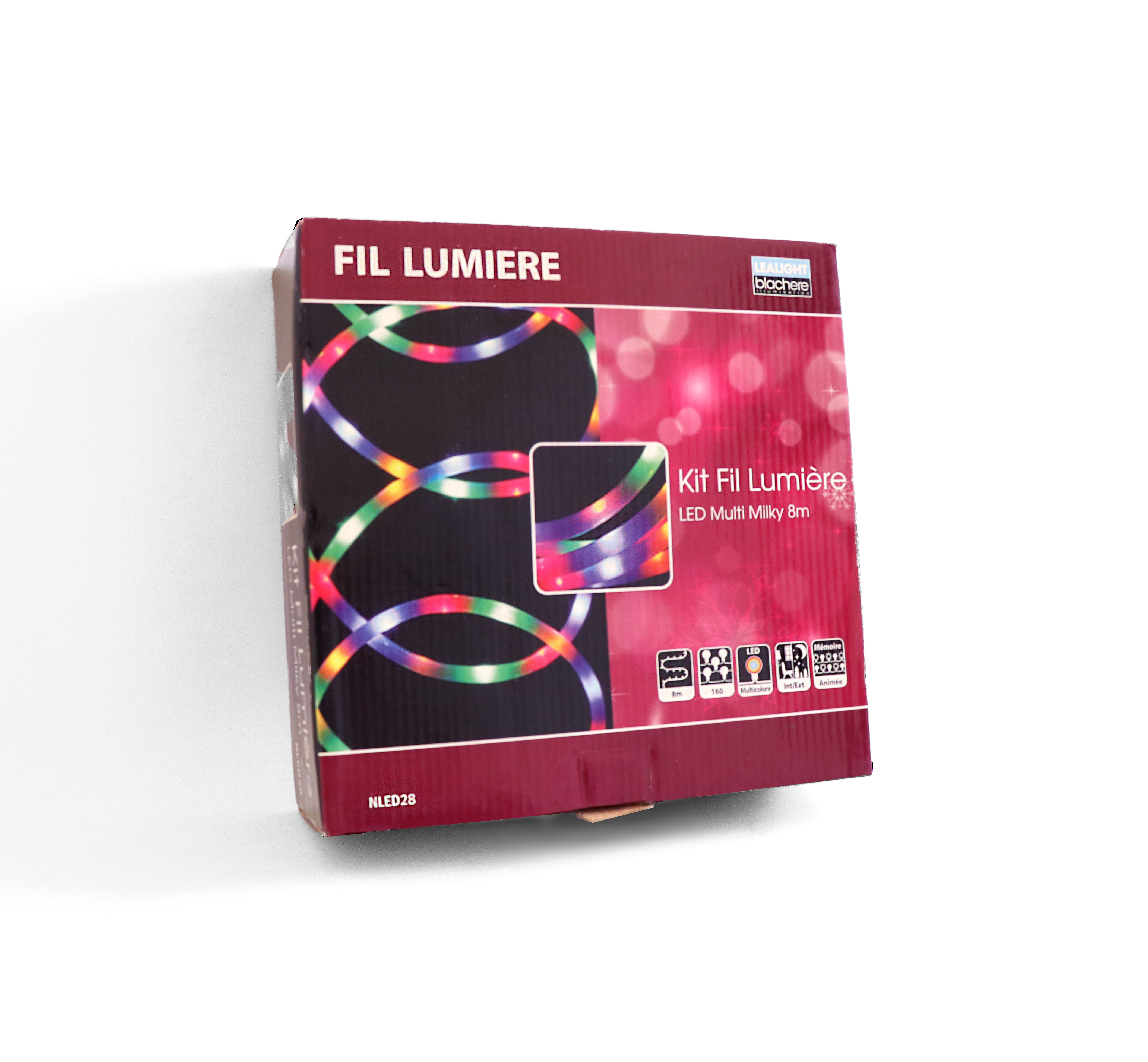 Barevný svítící LED kabel - milky, 8m s přívodem NLED28